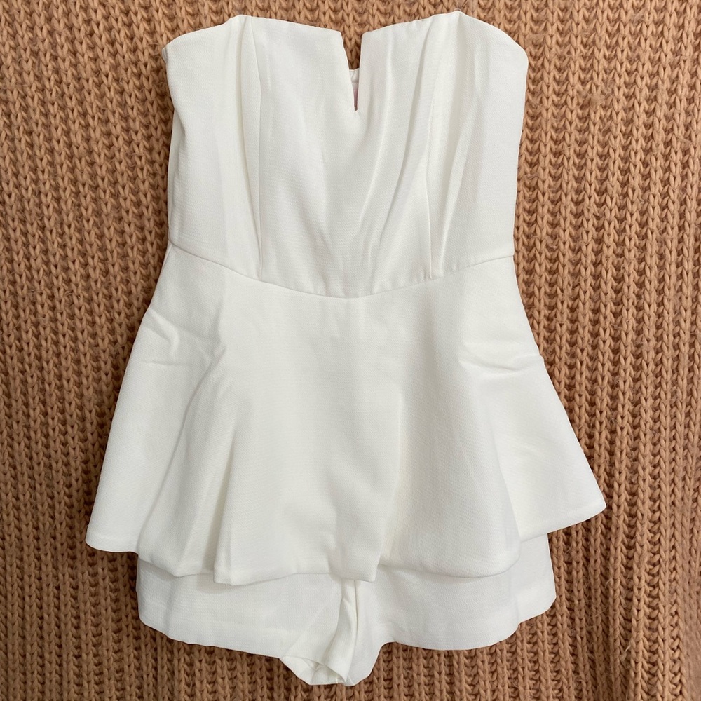 Pink Lily White Romper